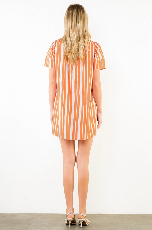 Stripe Babydoll Orange/Blue Dress
