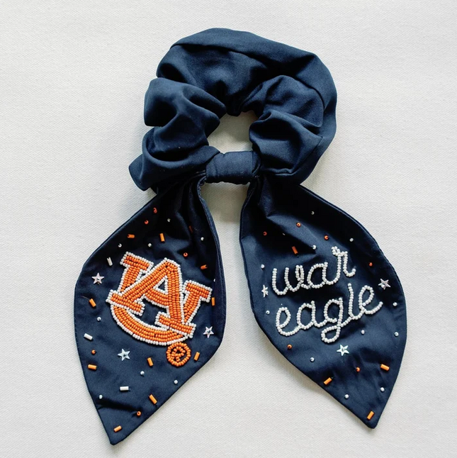 Auburn Navy Beaded Scrunchie Hair Accessories in at Wrapsody