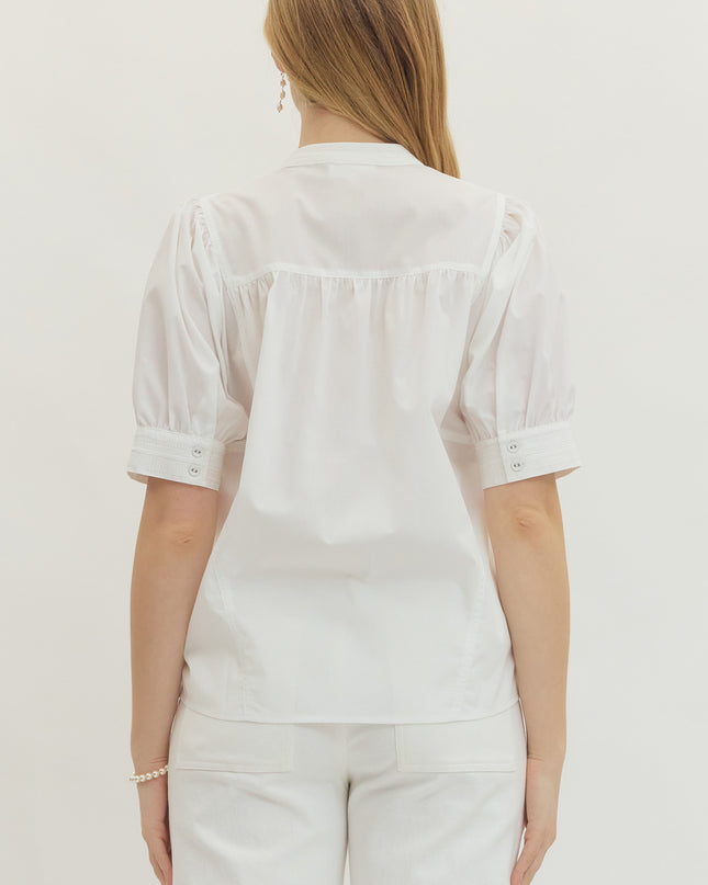 Sweet and Smiple White Blouse Tops in at Wrapsody