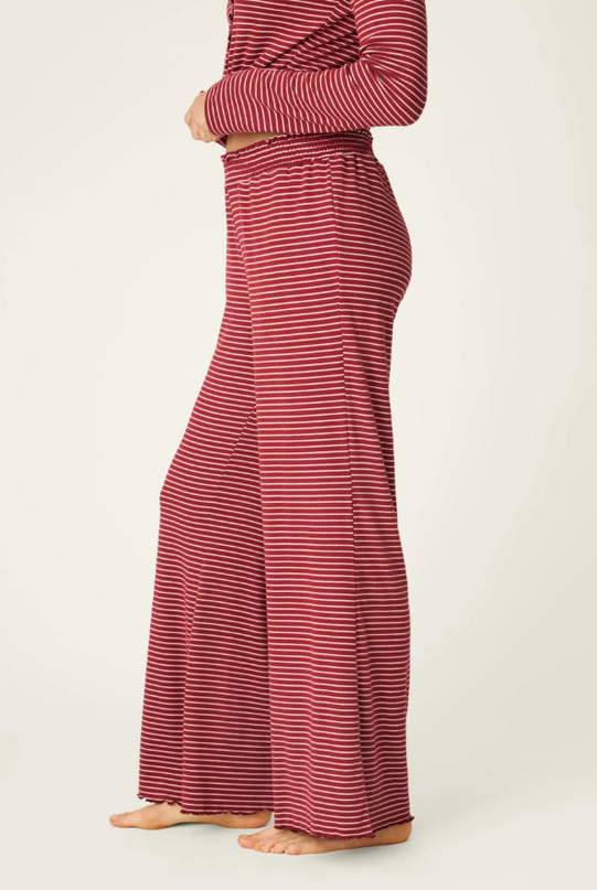 PJ Salvage Pretty Stripes Dark Wine Pants Loungewear in at Wrapsody