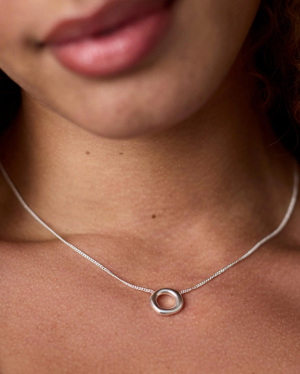 Julie Vos Wave Circle Delicate Necklace in Silver Necklaces in at Wrapsody