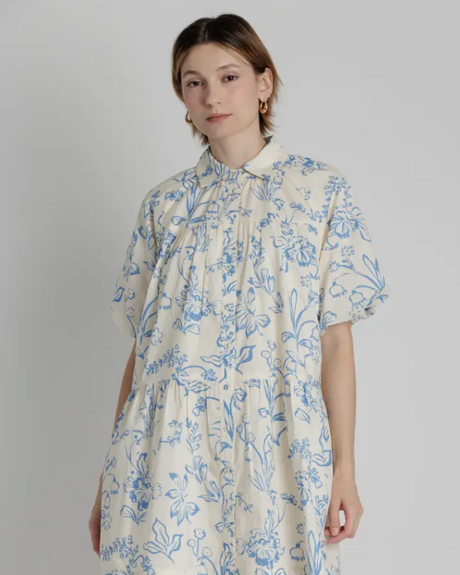 Floral Print Blue Mini Dress Dresses in at Wrapsody