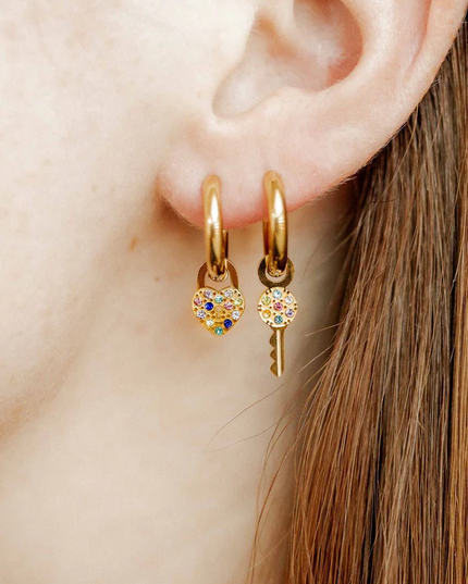 Lock & Key Huggie Earrings