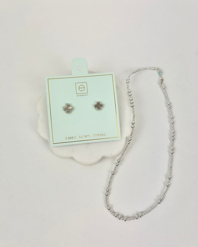 Enewton Sterling 15" Choker Hope Unwritten/Cross Stud Duo Necklaces in at Wrapsody