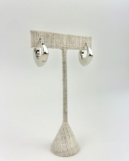 Wide Angled Silver Hoops Earrings in  at Wrapsody