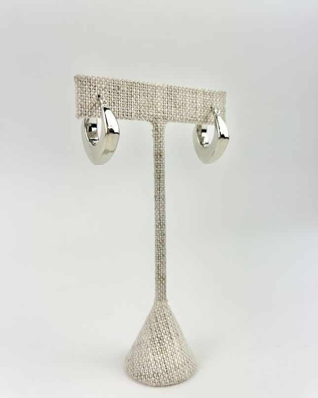 Wide Angled Silver Hoops Earrings in  at Wrapsody