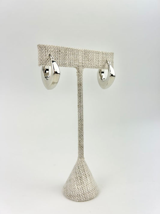 Wide Angled Silver Hoops Earrings in  at Wrapsody