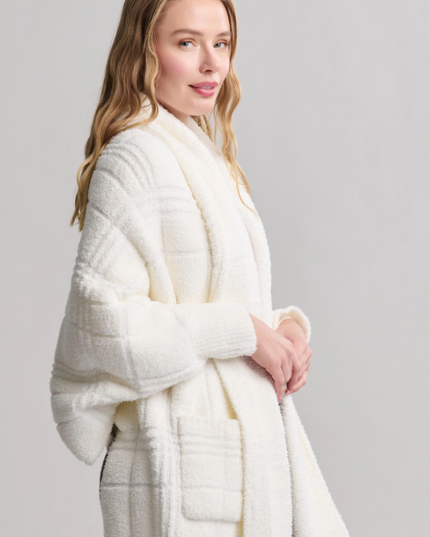 Barefoot Dreams CozyChic Tonal Plaid Pearl Blanket Wrap Outerwear in at Wrapsody
