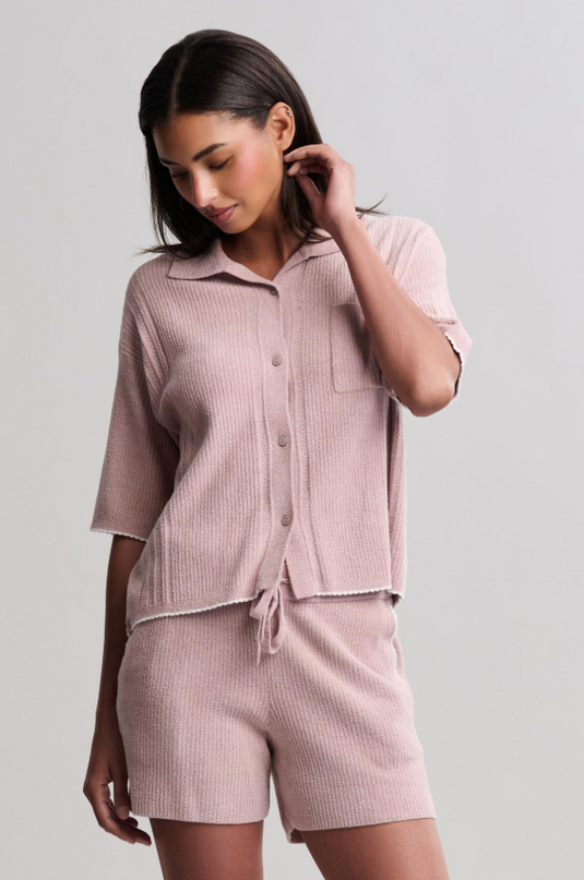 Barefoot Dreams Scallop Teaberry Set Loungewear in S at Wrapsody