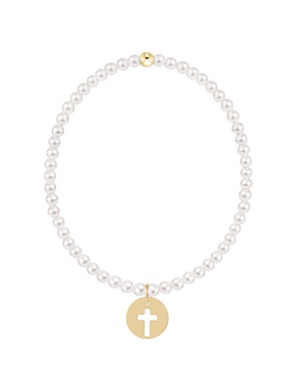 eGirl Classic Pearl 3mm Blessed Disc Bracelet
