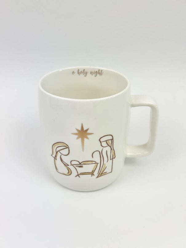 Nativity Gold Mug Drinkware in  at Wrapsody