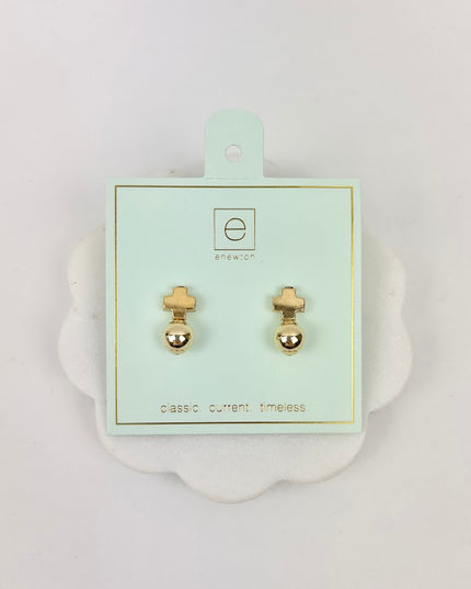 Enewton Signature Cross Classic Gold Stud Earrings in at Wrapsody