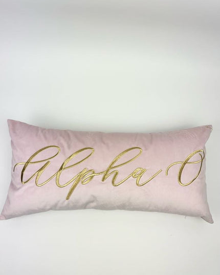 Sorority Velvet Lumbar Pillow Greek in Alpha Chi Omega at Wrapsody