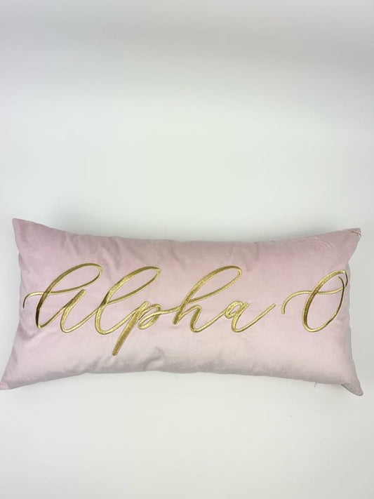 Sorority Velvet Lumbar Pillow Greek in Alpha Chi Omega at Wrapsody