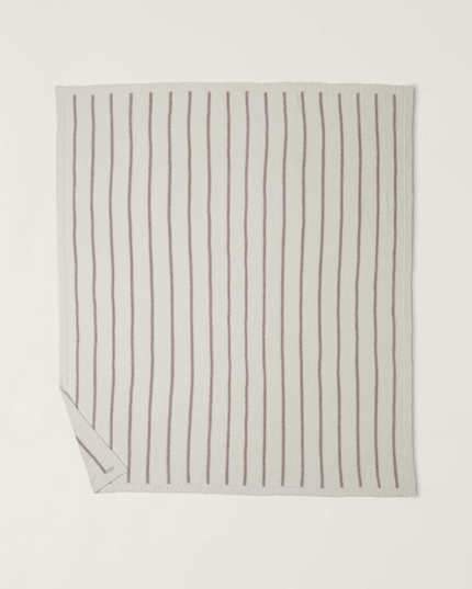 Barefoot Dreams Pinstripe Bed Blanket Pearl/Taupe Blankets & Throws in at Wrapsody
