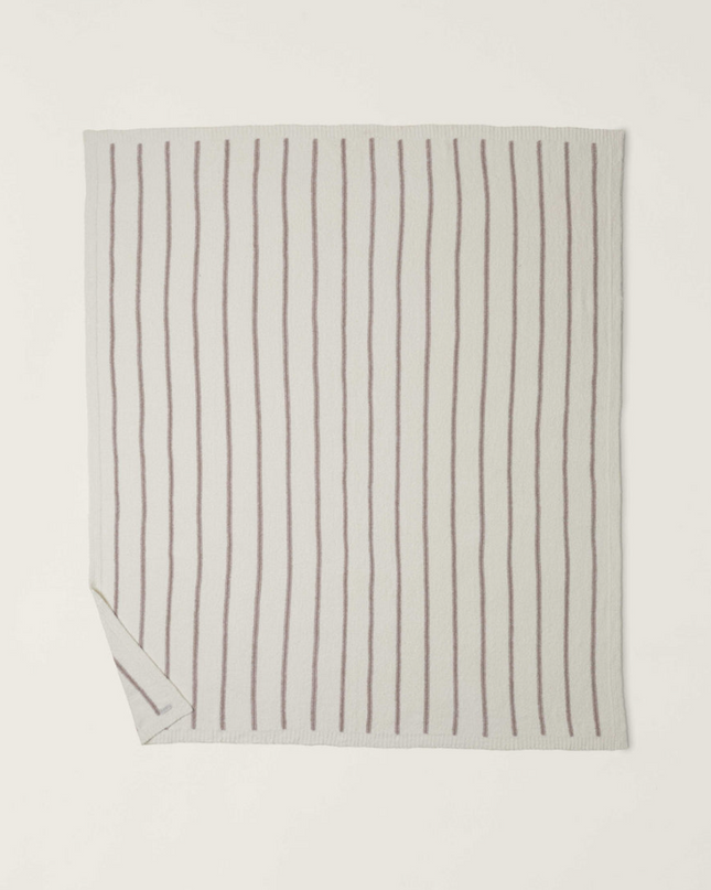 Barefoot Dreams Pinstripe Bed Blanket Pearl/Taupe Blankets & Throws in at Wrapsody