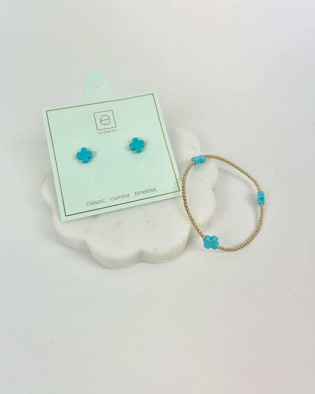 Enewton Signature Cross Turquoise Stud/Bracelet Duo Earrings in at Wrapsody