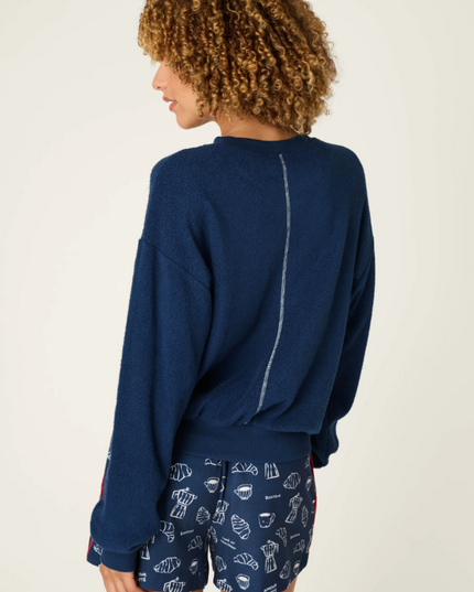 PJ Salvage Bonjour Babe Navy Sweatshirt Loungewear in at Wrapsody