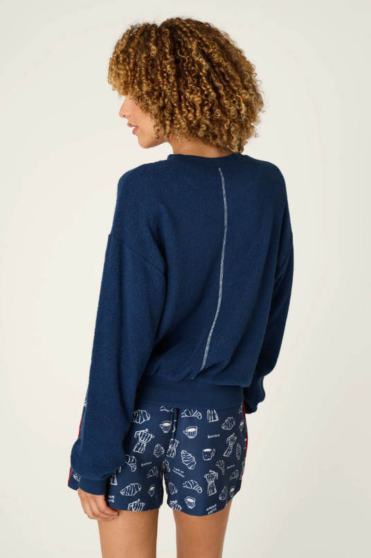 PJ Salvage Bonjour Babe Navy Sweatshirt Loungewear in at Wrapsody