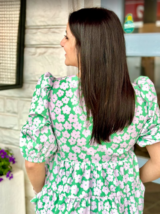 Green & Spring Floral Blouse Tops in  at Wrapsody