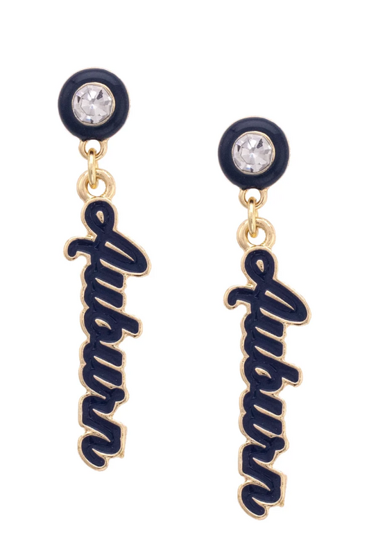 Tigers Enamel Navy Earrings Earrings in at Wrapsody