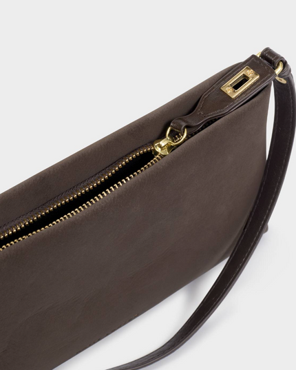 Orin Twist Lock Small Shoulder Bag in Chocolate Bitter