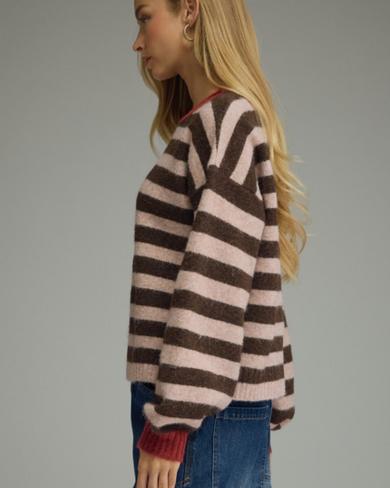 Brown and Red Striped Sweater