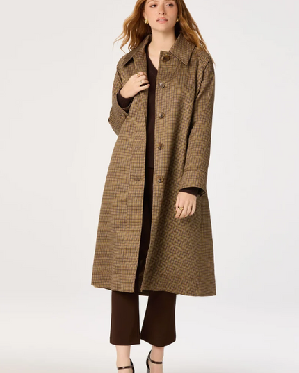 ASTR the Label Heaven Brown Plaid Trench Coat