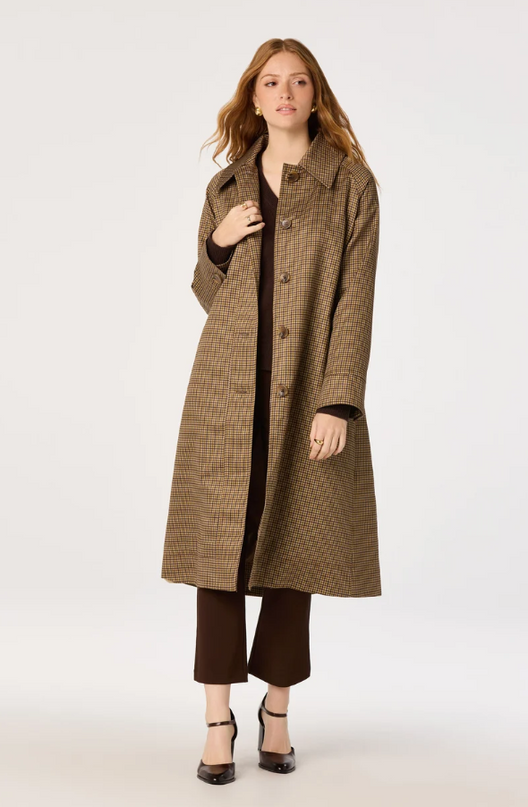 ASTR the Label Heaven Brown Plaid Trench Coat