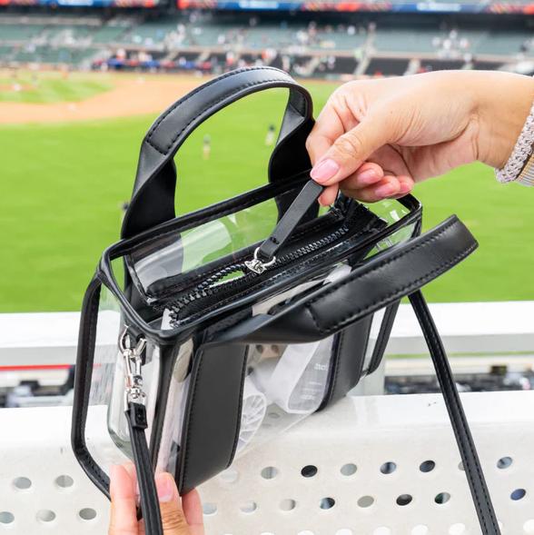 Case Mate Jelly Stadium Bag in Black/Clear Handbags in at Wrapsody