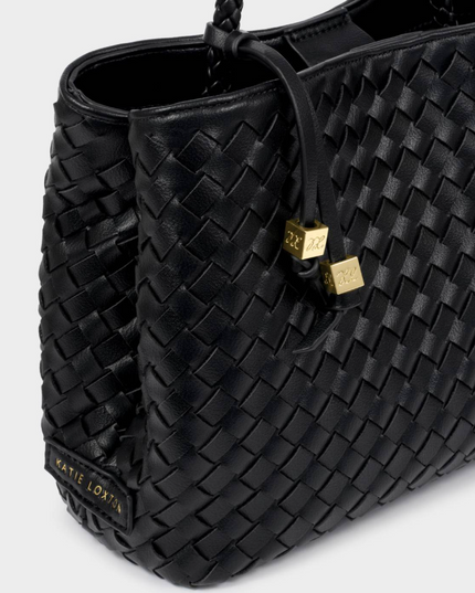 Nova Top Handle Bag in Woven Black