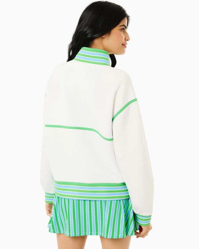 Billie Vintage Full Zip Jacket in Blue/White/Key Lime Activewear in at Wrapsody