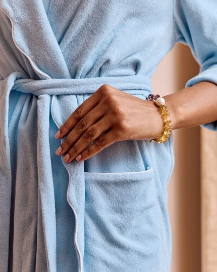 Weezie Scallop Long Robe Robin's Egg Loungewear in at Wrapsody