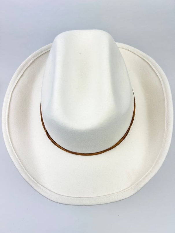 Cowboy Hat in Ivory Hair Accessories in  at Wrapsody