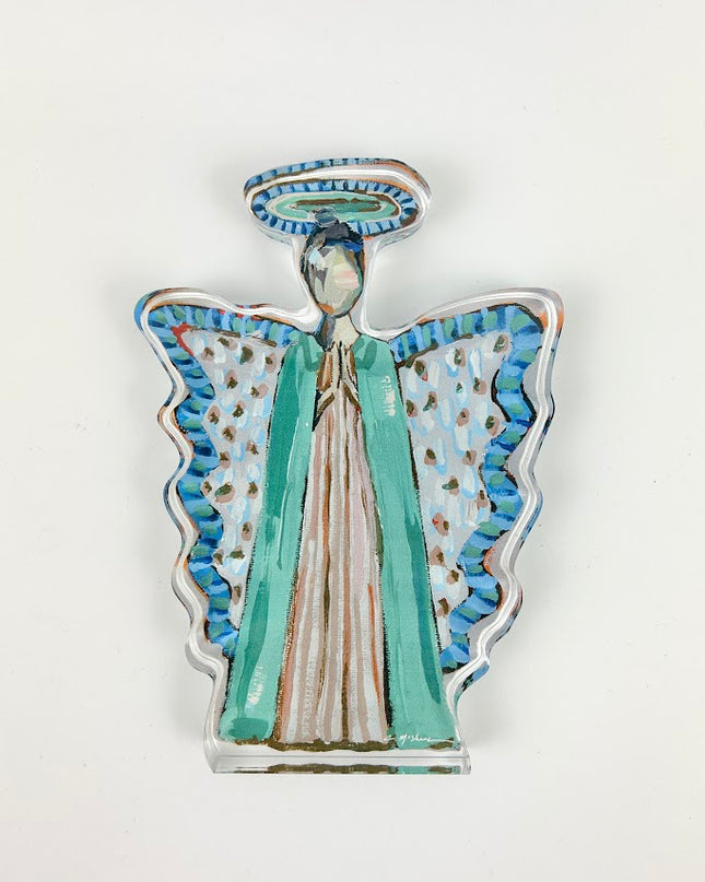 Heavenly Angel Brunette Acrylic Block Home Decor in  at Wrapsody