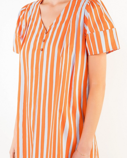 Stripe Babydoll Orange/Blue Dress
