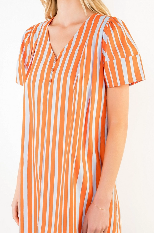 Stripe Babydoll Orange/Blue Dress