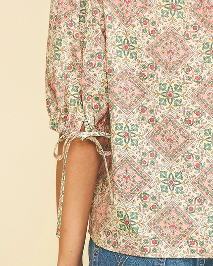 Floral Tiles Cream Blouse