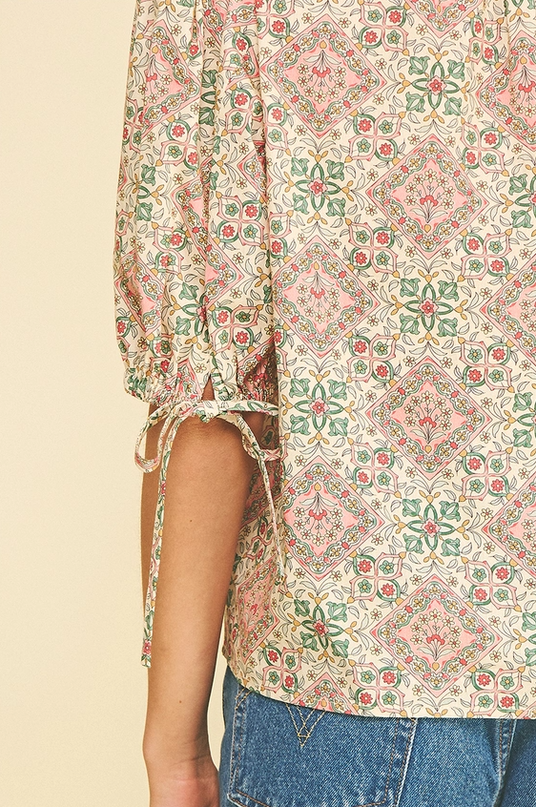 Floral Tiles Cream Blouse