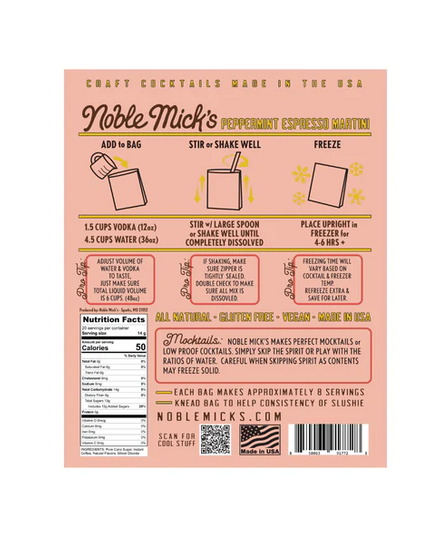 Noble Mick's Peppermint Espresso Martini Frozen Cocktail Mix Food in at Wrapsody