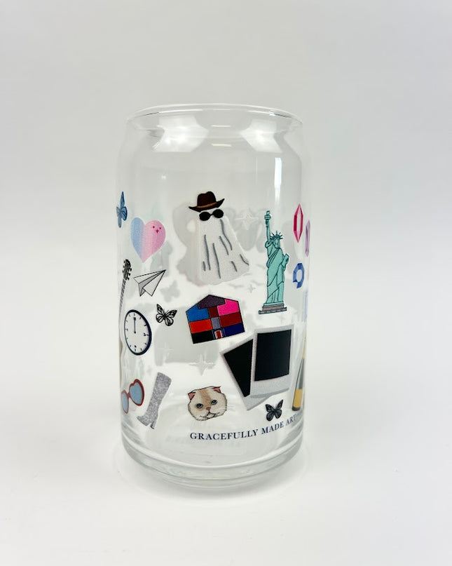 Taylor Swift Icons Glass Cup Drinkware in  at Wrapsody