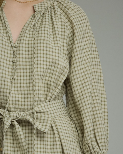 Plaid Sage Mini Dress
