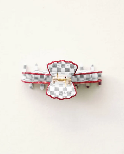 Scalloped Grey & White Claw Clip