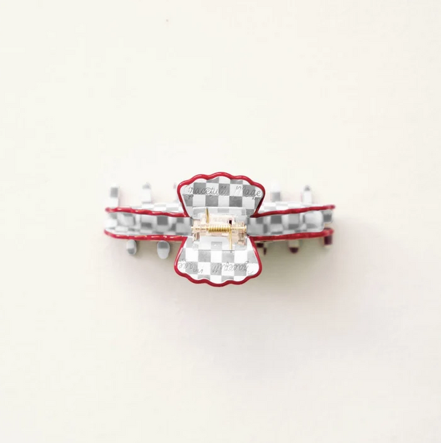 Scalloped Grey & White Claw Clip Hair Accessories in at Wrapsody