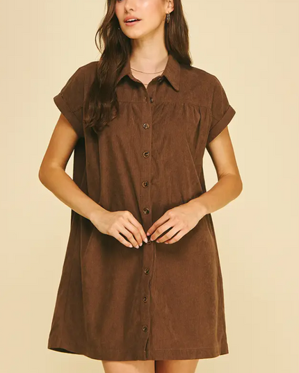 Corduroy Brown Mini Dress