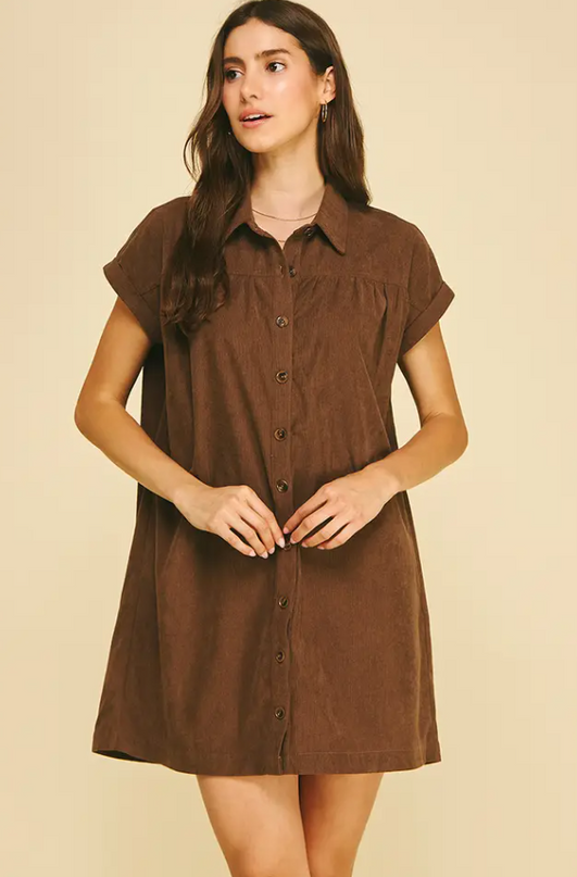 Corduroy Brown Mini Dress
