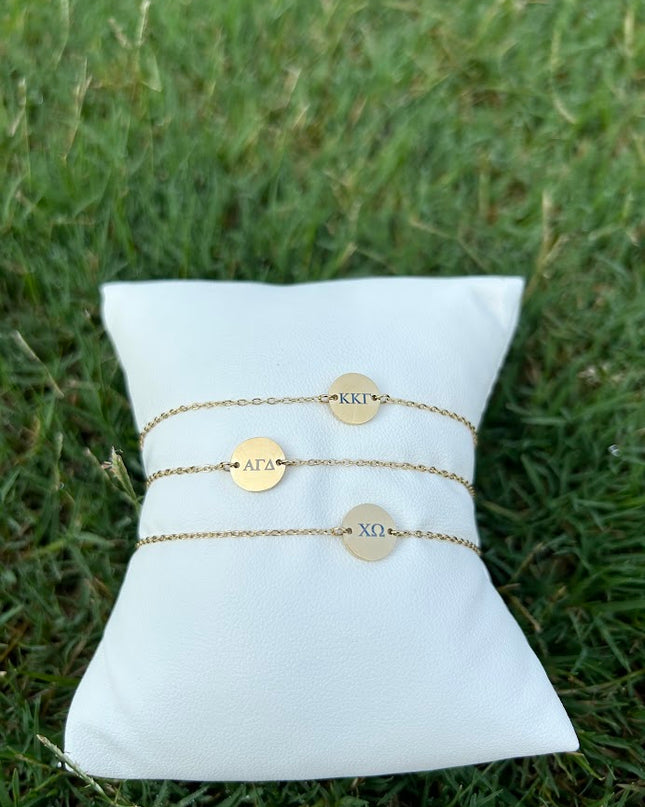 Sorority Mini Disc Bracelet Greek in  at Wrapsody