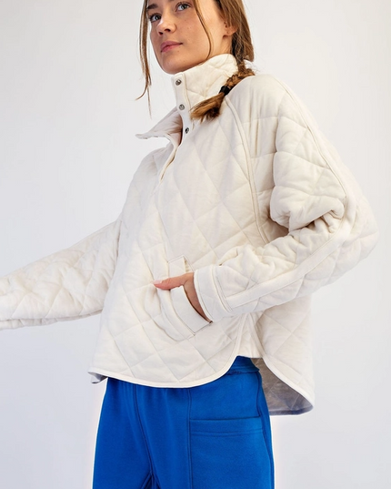 Quilted Bone Snap Button Jacket