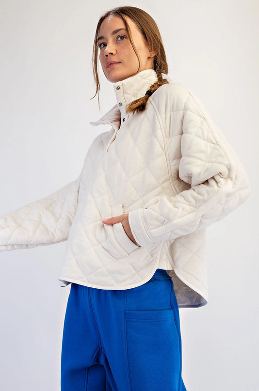 Quilted Bone Snap Button Jacket