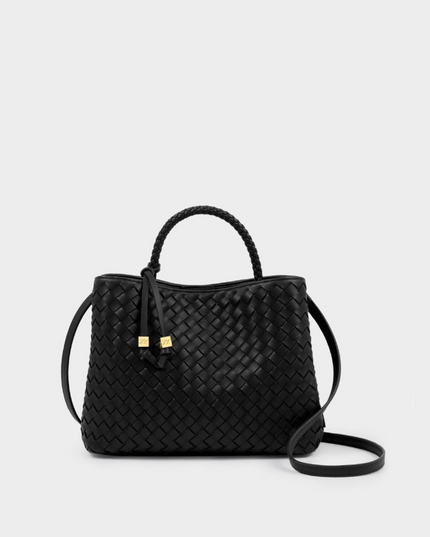 Nova Top Handle Bag in Woven Black